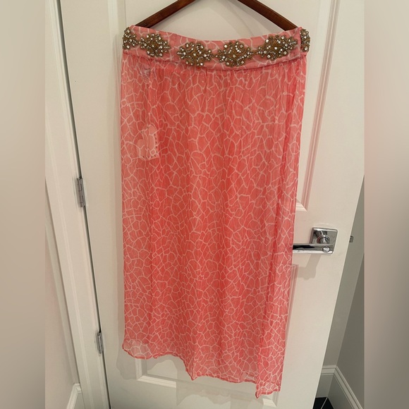 Beach Bunny Pink Giraffe Maxi Skirt with Embellishments one size - Picture 15 of 16